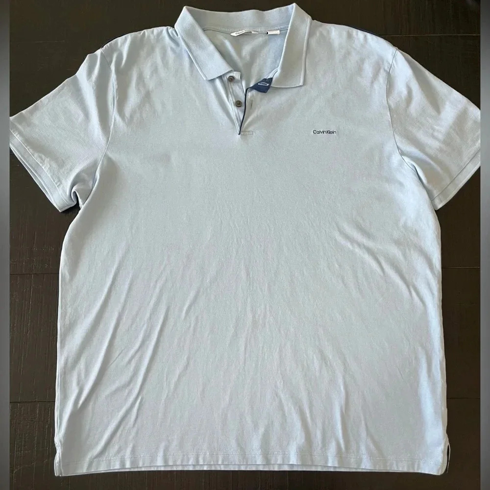 Calvin Klein 2XL Polo Cotton Powder Blue Shirt